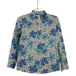 Women's IBKul Floral Print Long Sleeve Mock Neck Top, Size L